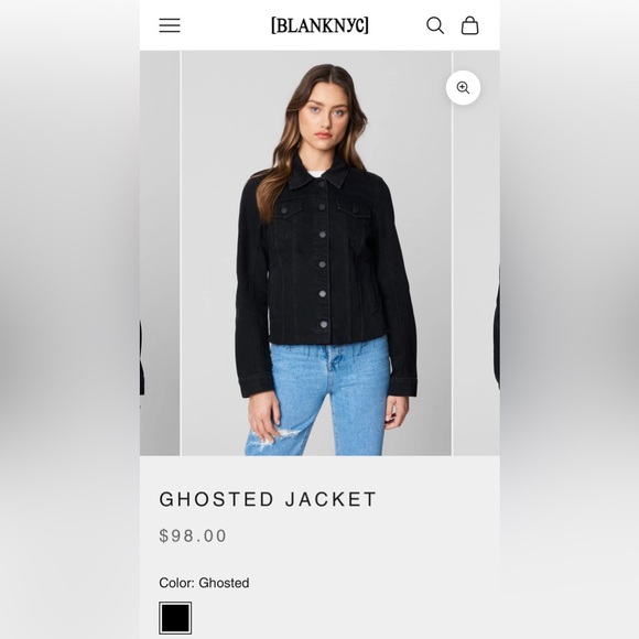 NWT [BLANKNYC] Ghosted Jacket raw hem black Denim Jean trucker Blank N.Y.C. Crop - Picture 9 of 10